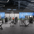 Architectural rendering of the new Fitness Center at Mayfair Parkway.