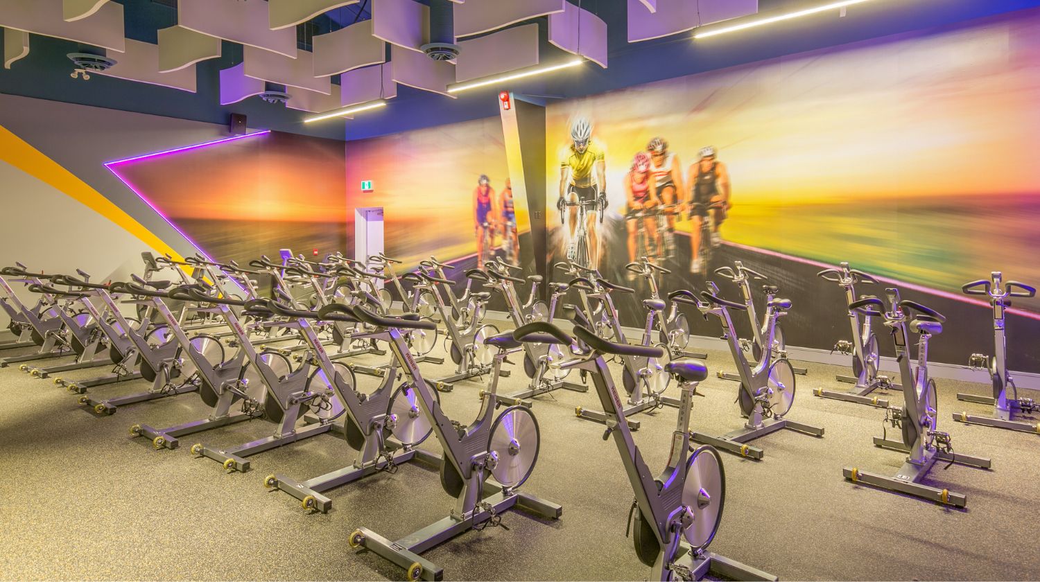 Image of indoor cycle studio at Mayfair West