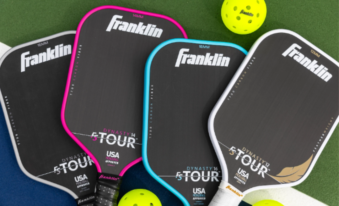 A display of Franklin Pickleball Racquets