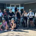 Group of Lakeshore members with their bikes ready to head out on a bike trip.