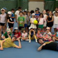 Group shot of kids tennis camp at Mayfair Lakeshore