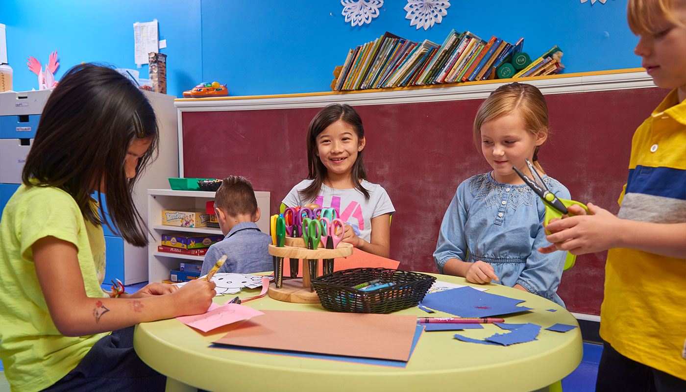 Parkway Kidspace with Mixed Kids doing crafts